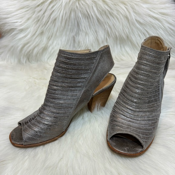 Paul Green Metallic Cayanne Peep Toe High Heel Booties - Picture 3 of 7